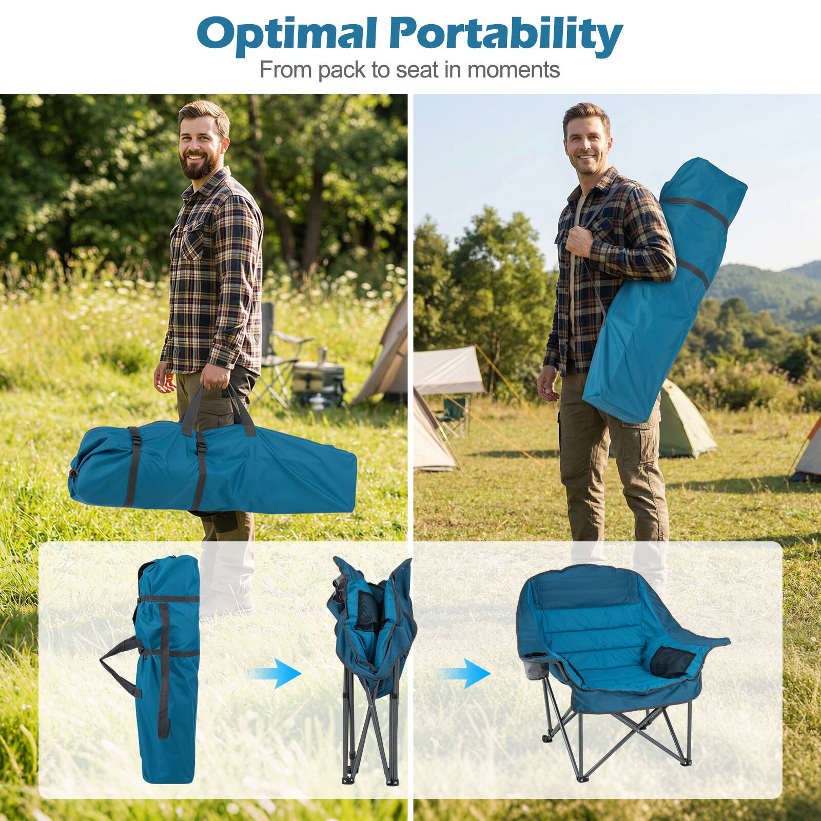 Optimal Portability  
From pack to seat in moments