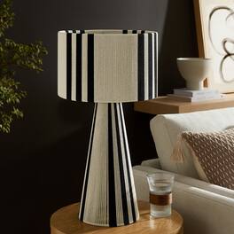 Gia Handwoven Cotton Thread Striped or Plain Table Lamp by Modway - Black
