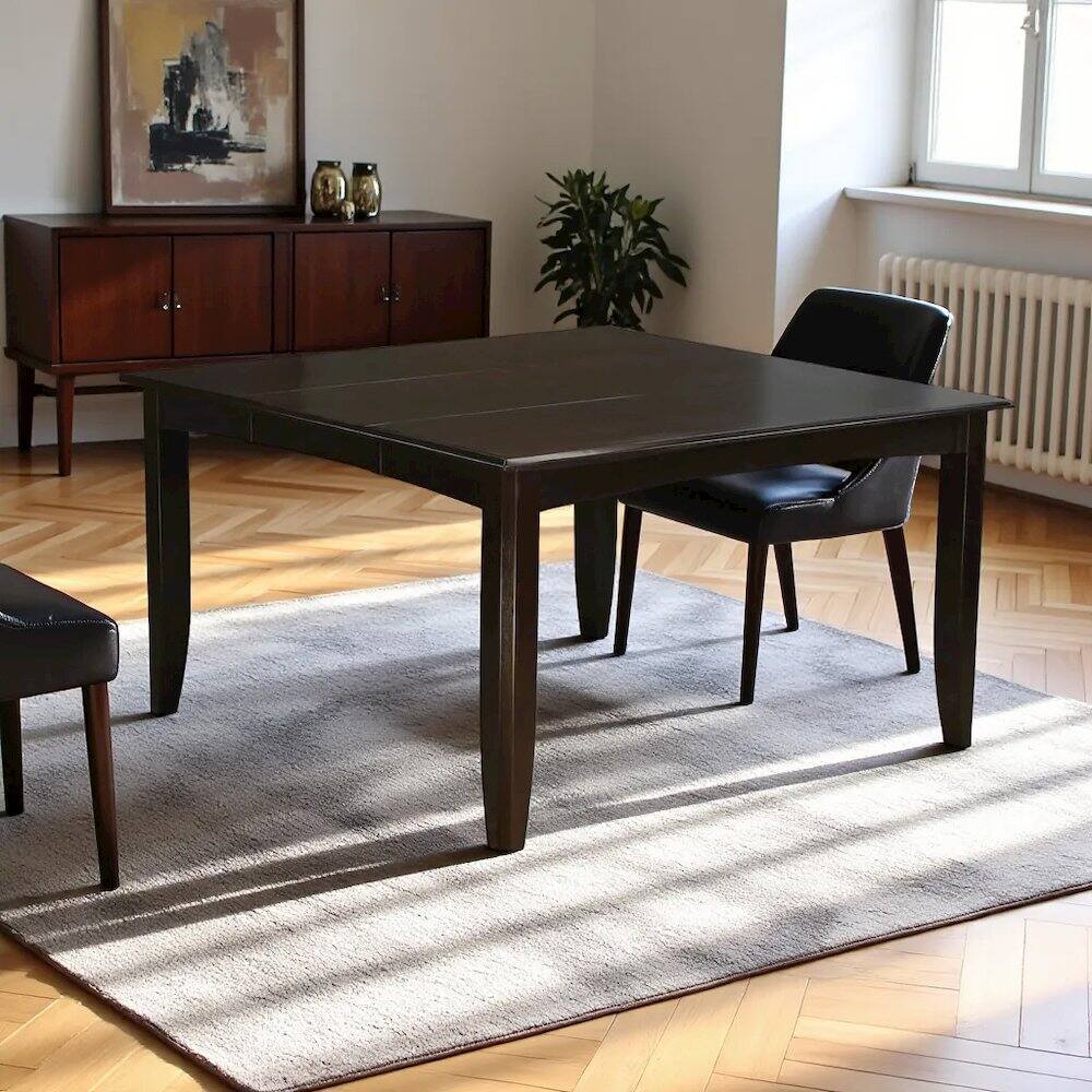 Angle. FurniFact - Elegant Expandable Dining Table – Solid Wood Round Dining Table for 6 - Cappuccino.