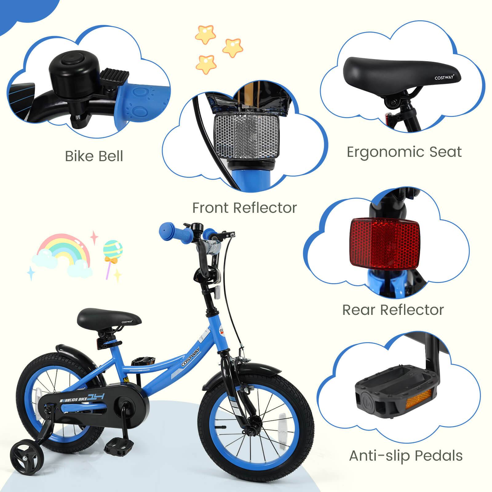 COSTWAY Bike Bell  
Ergonomic Seat  
Front Reflector  
Rear Reflector  
Anti-slip Pedals