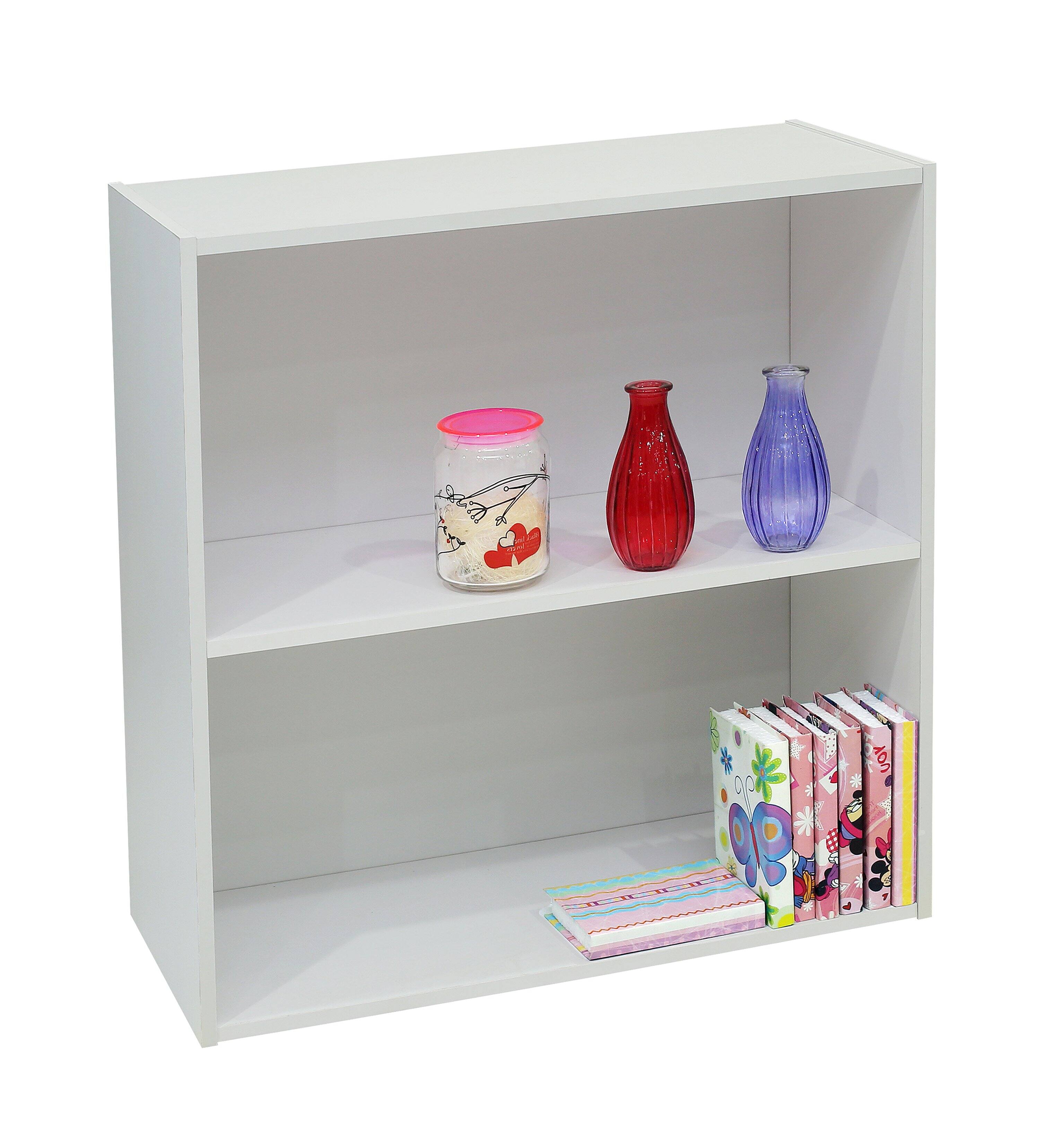 Left. Kings Brand Furniture - Kings Brand Furniture White Wood 2-Tier Shelf Bookcase Storage Organizer - White.
