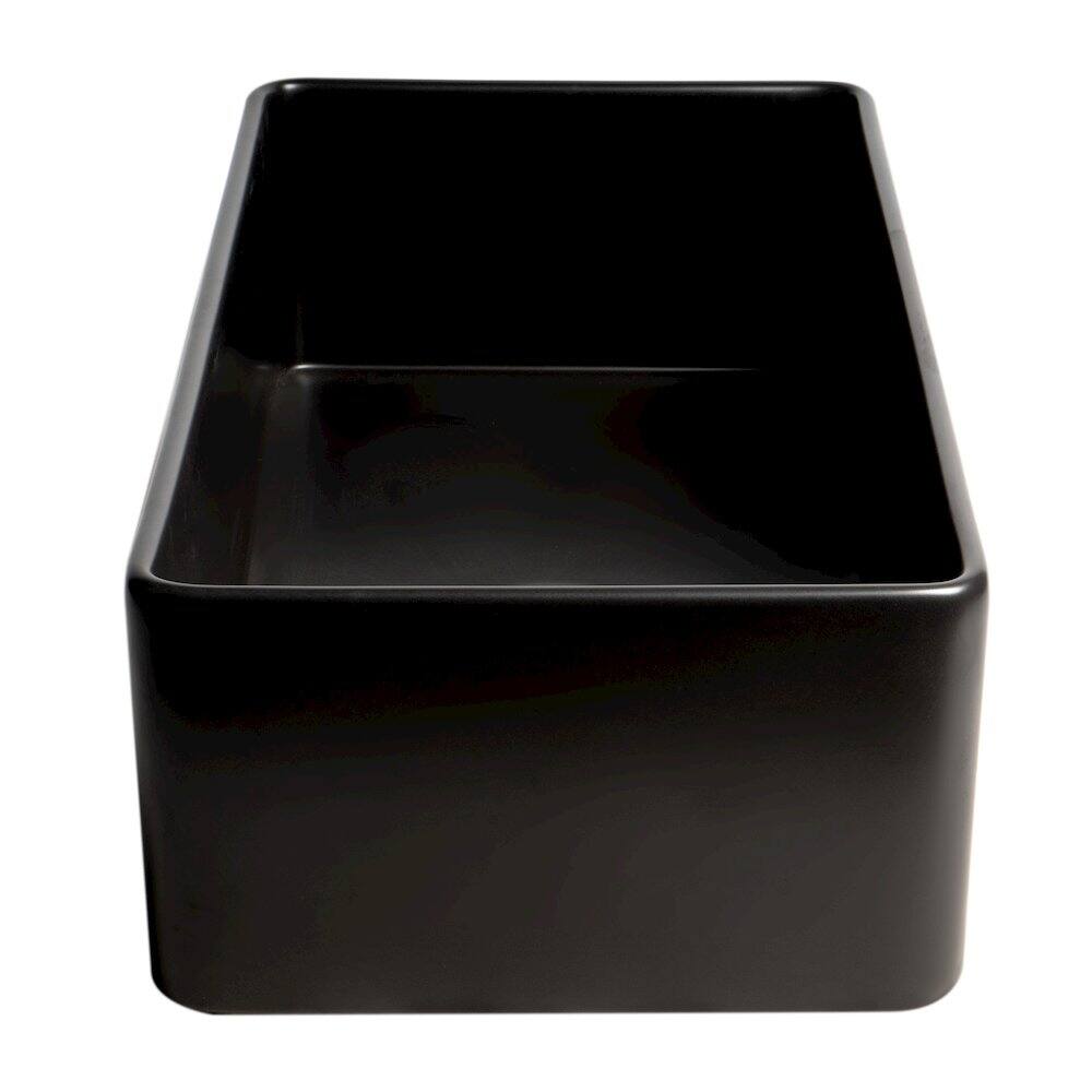 Alt View 5. Alfi - ALFI brand Black Matte Smooth Apron 36 x 18 Single Bowl Fireclay Farm Sink - Black.