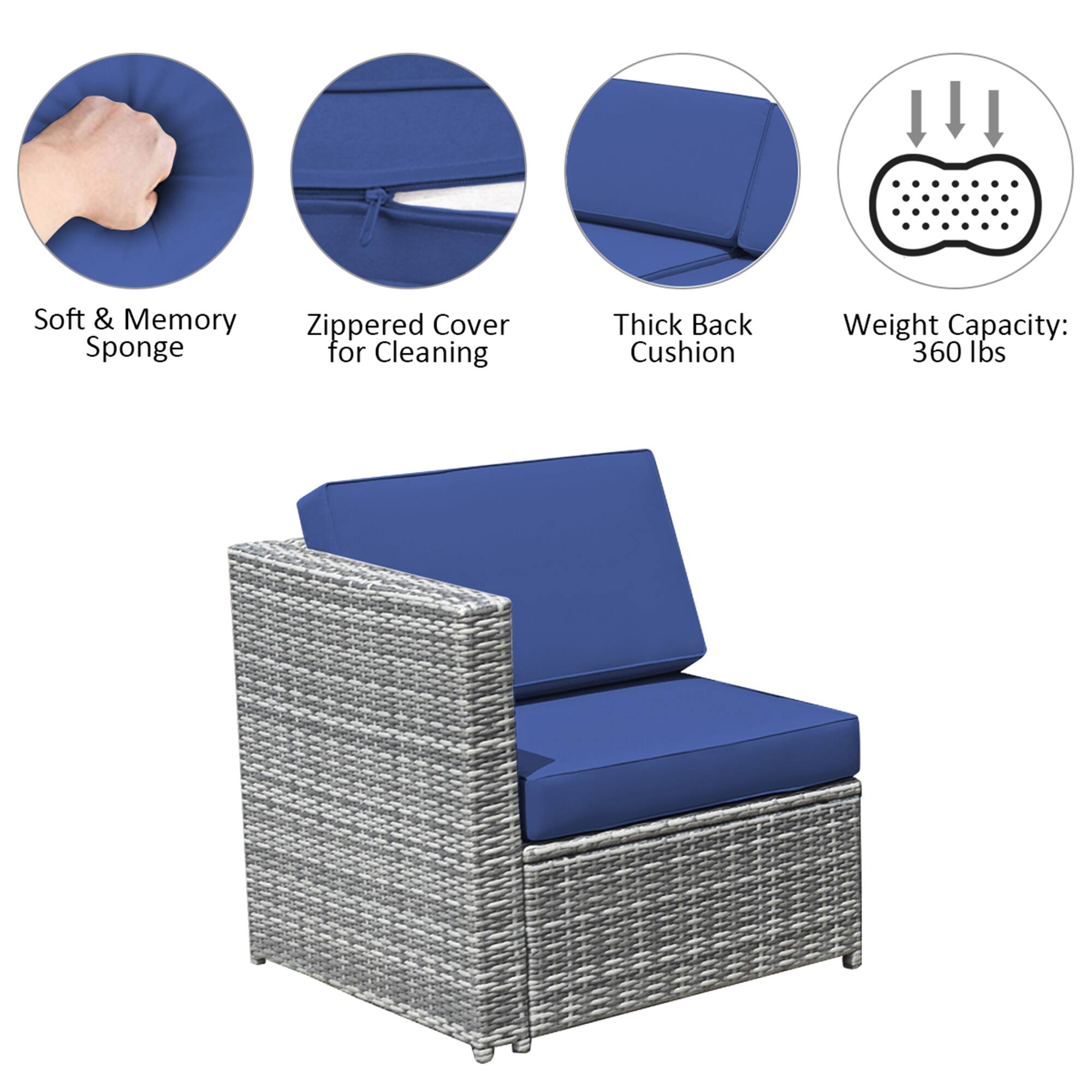 Soft & Memory Sponge, Zippered Cover for Cleaning, Thick Back Cushion, Weight Capacity: 360 lbs