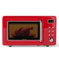 Costway - 0.7 Cu.ft Retro Countertop Microwave Oven 700W LED Display Glass Turntable - Red