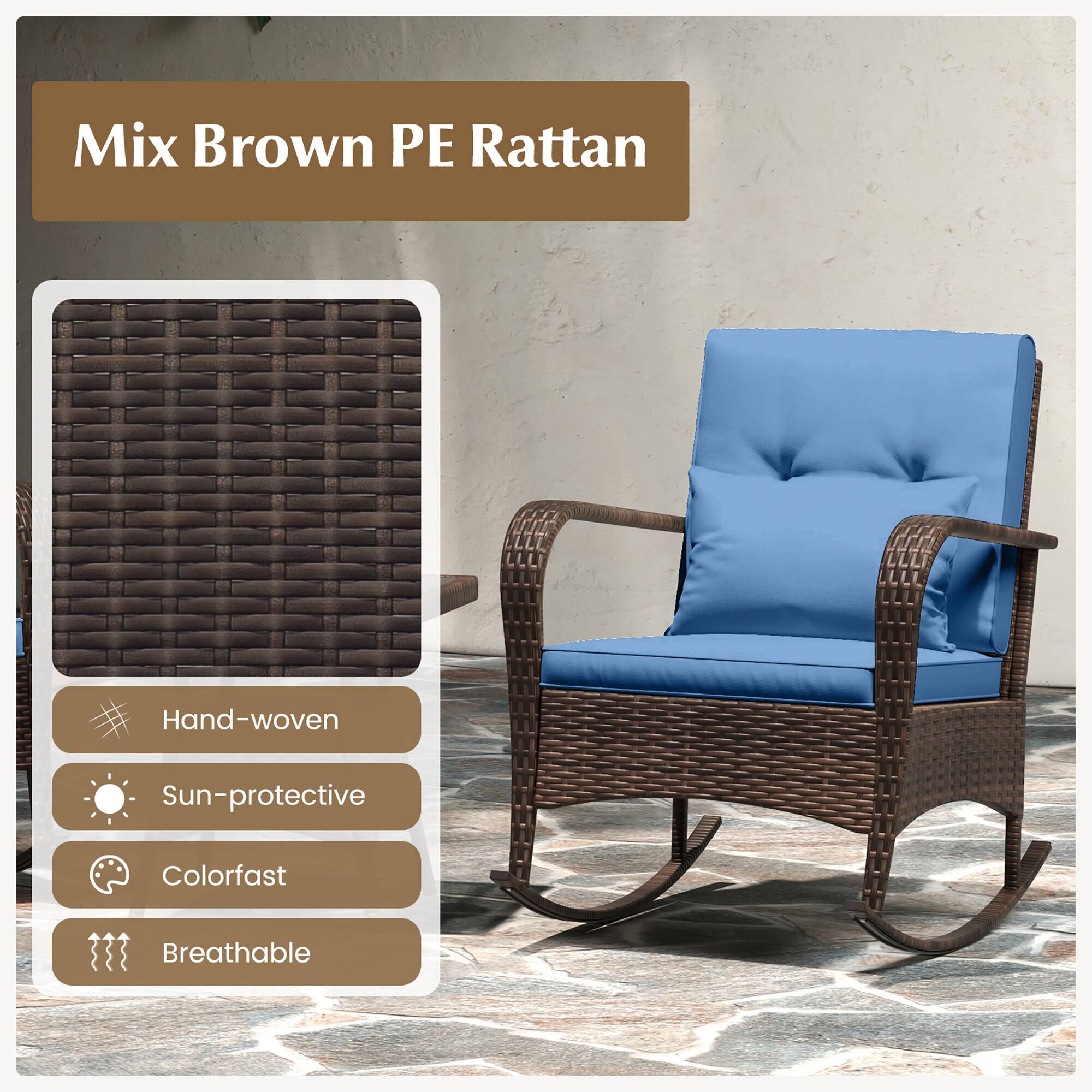 Mix Brown PE Rattan, Hand-woven, Sun-protective, Colorfast, Breathable