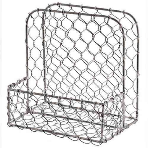 Front. BreeBe - Galvanized Chicken Wire Napkin Holder - Black.