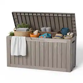 Yardgrace - 85 Gallon Outdoor Storage Box, Resin Waterproof UV-Resistant Deck Box, Reinforced Stability for Patio, Garden - Brown