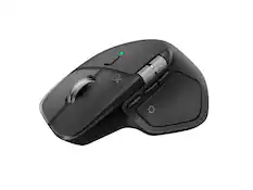 Front. Logitech - Logitech MX Master 4 - Wireless Bluetooth Mouse, Ergo, Haptic Feedback, Custom Vibration - Black - Black.