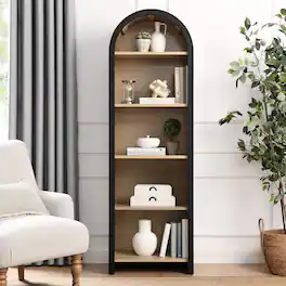 Evie Arched Narrow Bookcase Display Cabinet by Modway - Black