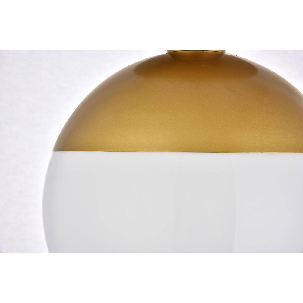 Back. Living District - Eclipse 1 Light Brass Flush Mount With Frosted White Glass - Brass And Frosted White.