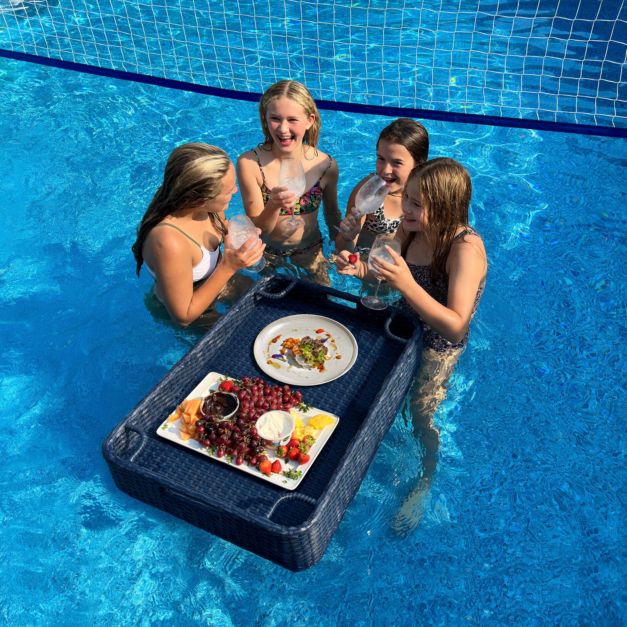 Alt View 5. SUNJOY - Sunjoy 36 x 24 Inch Oversized Floating Pool Tray, Rustproof Stainless Steel Frame, Easy Clean PE Rattan.