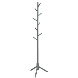 Costway - Wooden Coat Rack Stand Hall Tree Entryway Organizer 2 Heights w/ 8 Hooks - Gray