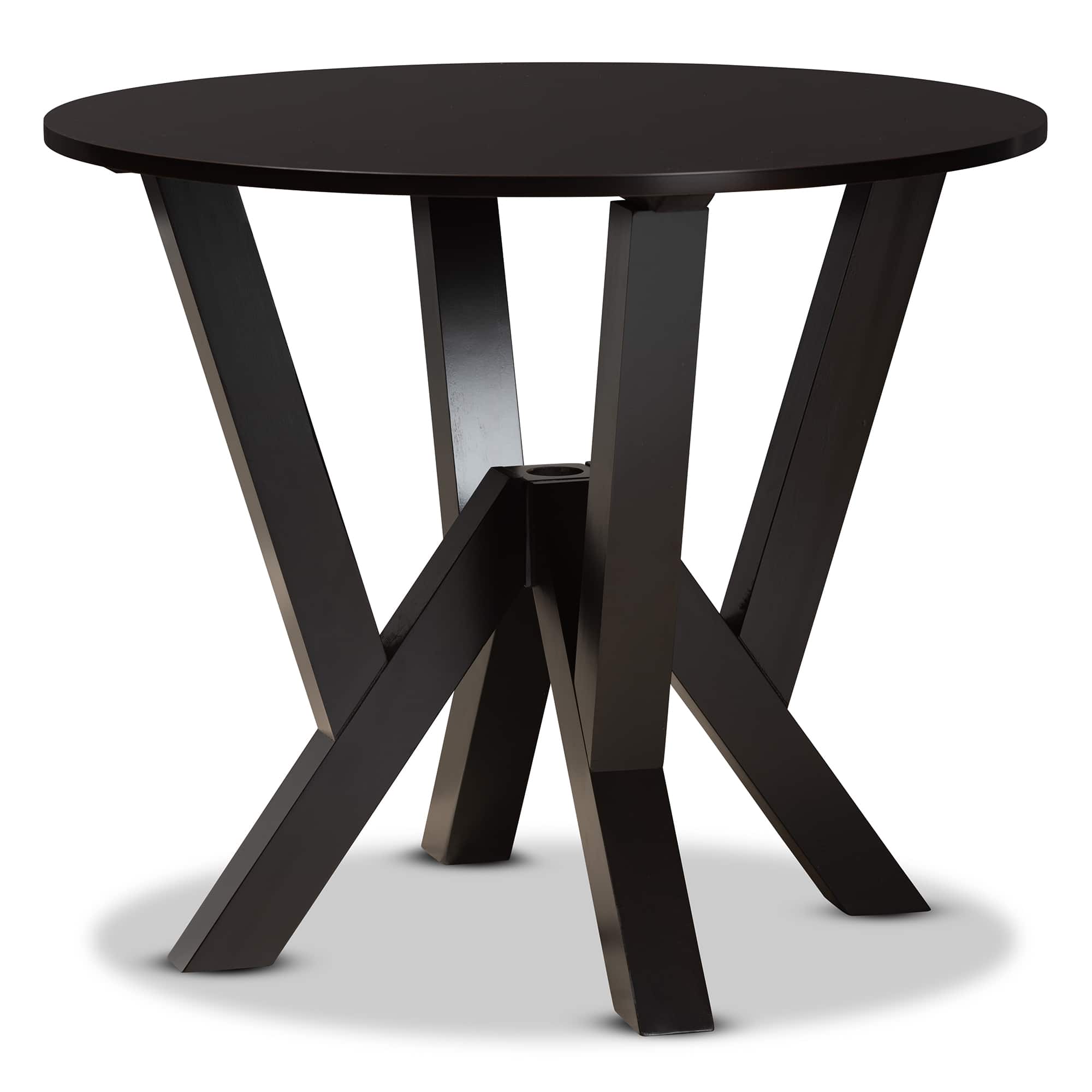Baxton Studio - Irene Modern and Contemporary Finished 35-Inch-Wide Round Wood Dining Table - Dark Brown