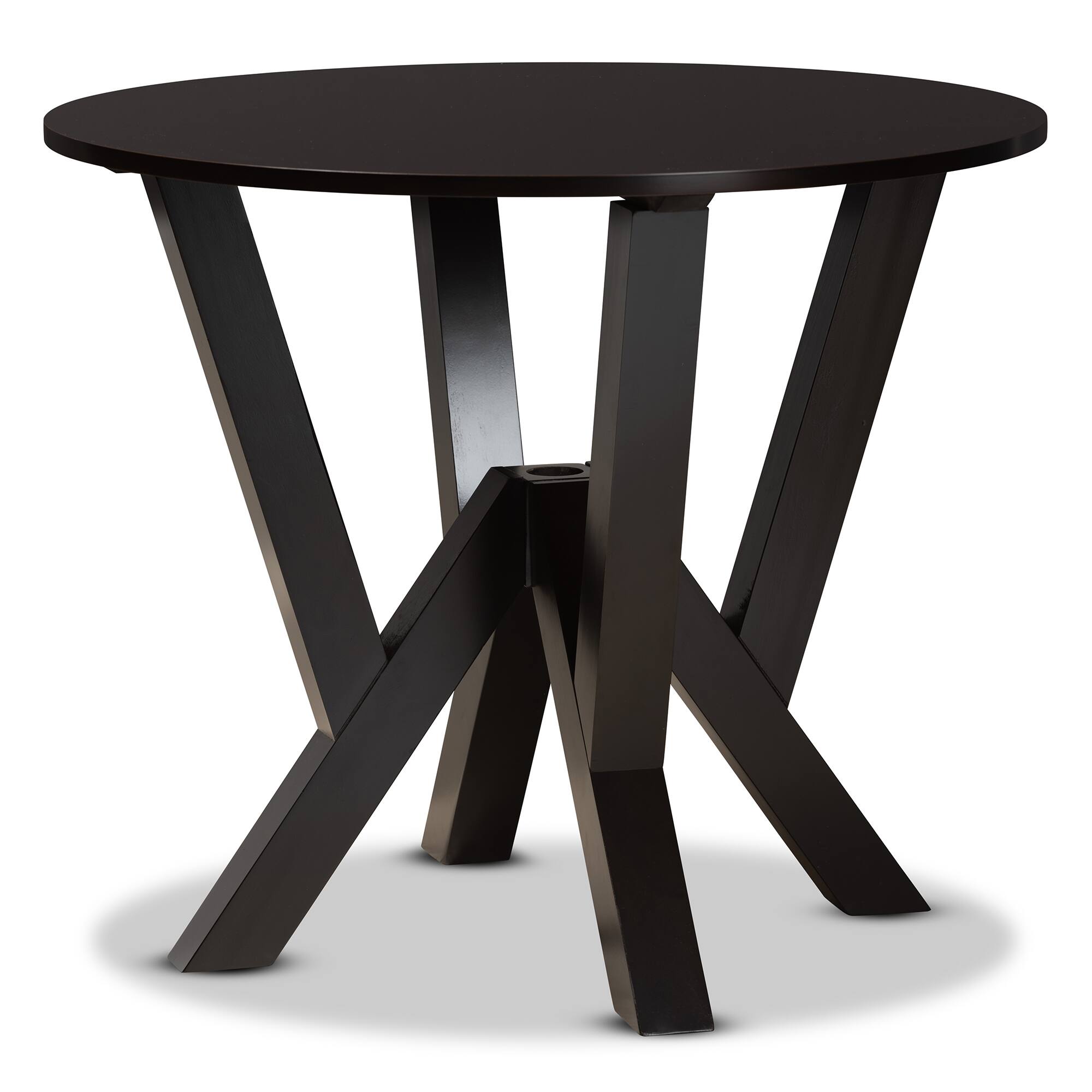 Front. Baxton Studio - Irene Modern and Contemporary Finished 35-Inch-Wide Round Wood Dining Table - Dark Brown.