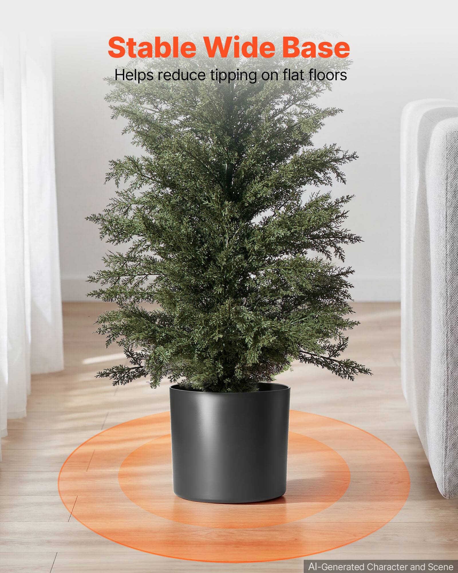 Stable Wide Base  
Helps reduce tipping on flat floors