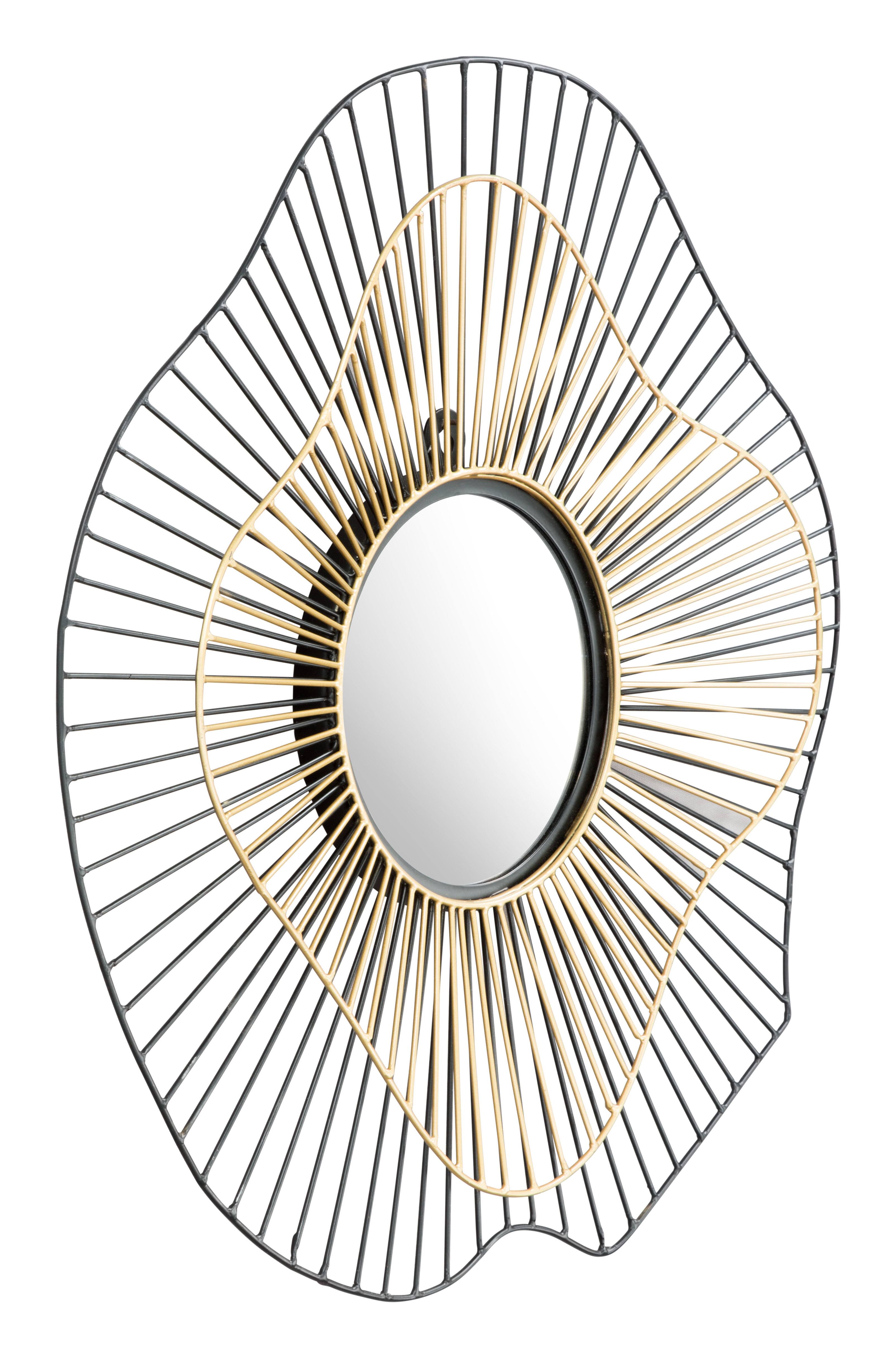 Front. Hivvago - Comet Round Mirror Black & Gold - Black & Gold.