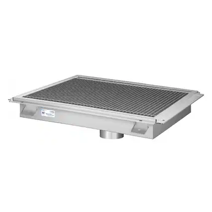 Front. Koolmore - 18" x 24" Stainless Steel Floor Trough Drain, 14-Gauge with Subway-Style Grating & Removable Drain Basket, NSF Listed - Stainless-Steel.