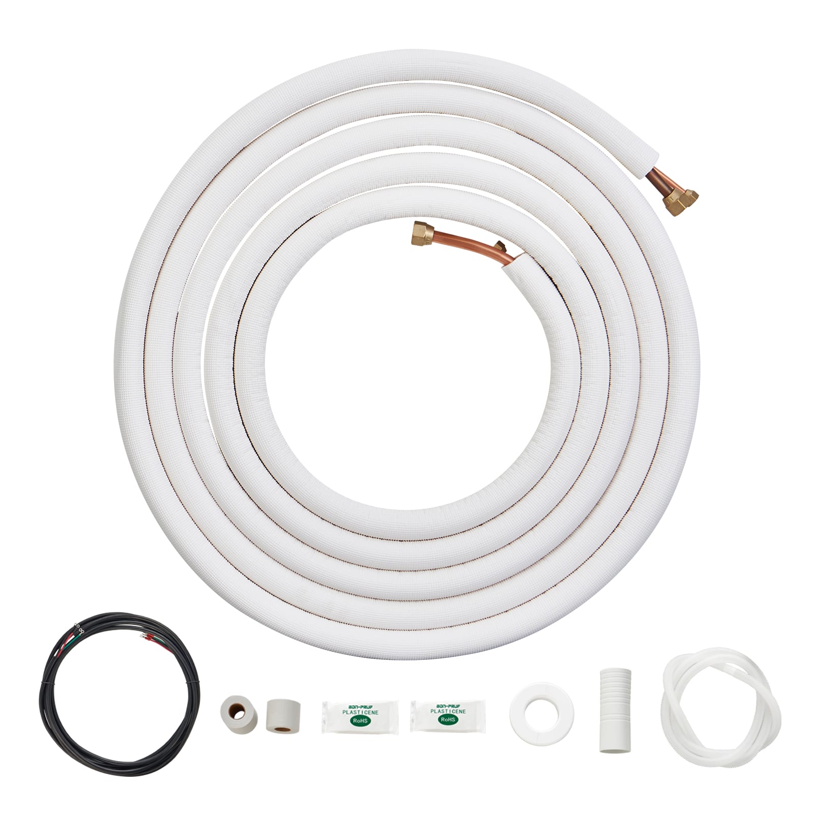 VEVOR - 25FT Mini Split Line Set, 1/4" & 1/2" O.D Copper Pipes Tubing and Triple-Layer Insulation - White