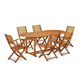 East West Furniture - Wooden Patio Set Natural Oil - Brown