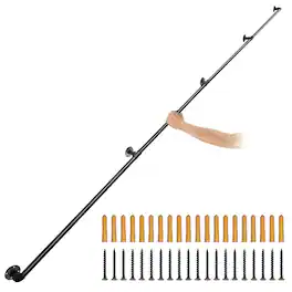VEVOR - Pipe Stair Handrail, 13FT Staircase Handrail, 440LBS Load Capacity Carbon Steel Pipe Handrail - Black