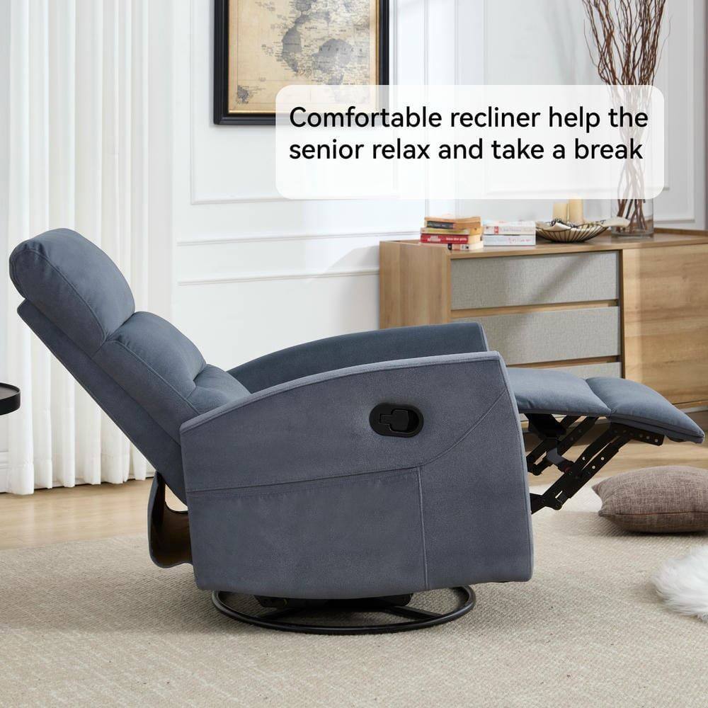 Comfortable recliner helps the senior relax and take a break.