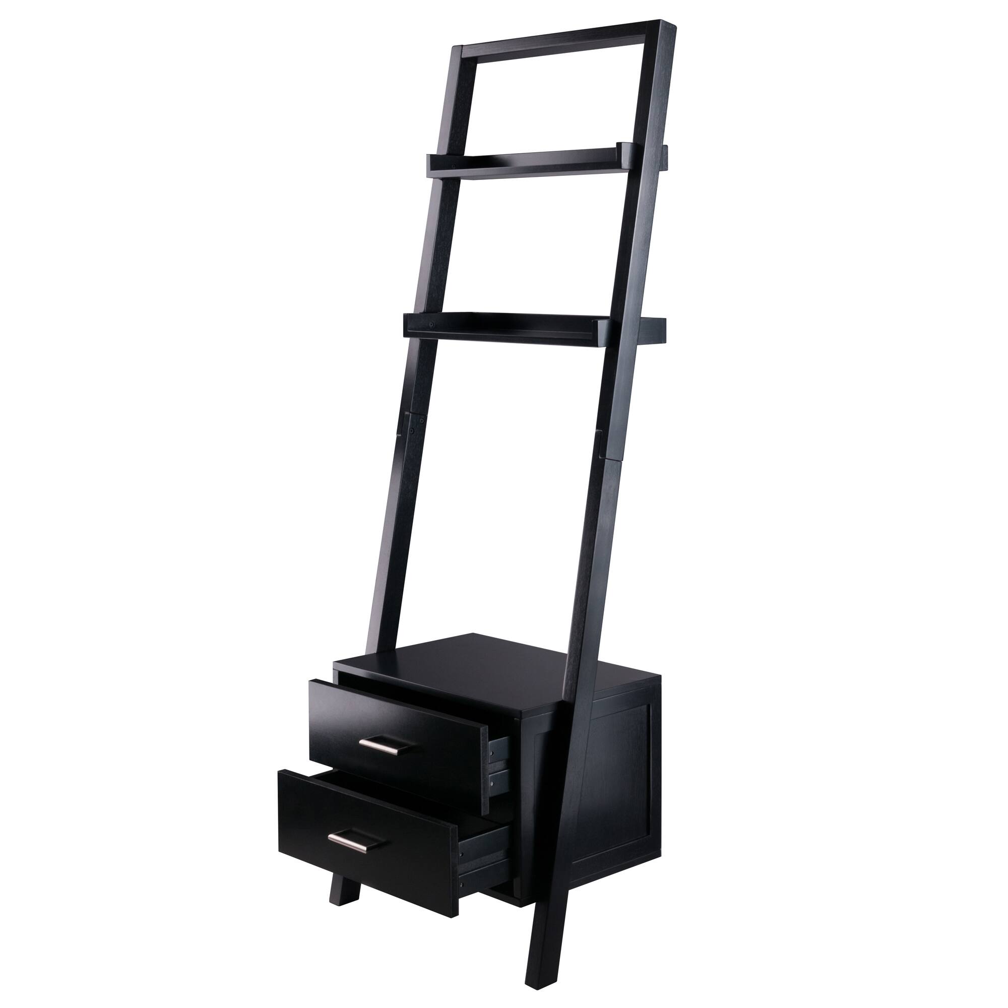 Alt View 3. Winsome Wood - Bellamy 2-Drawer Leaning Shelf - Black.