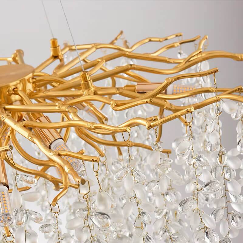 Alt View 2. Siljoy - Elegant Luxury French Creative Branch Design with Tassel Glass Chandelier - Gold.