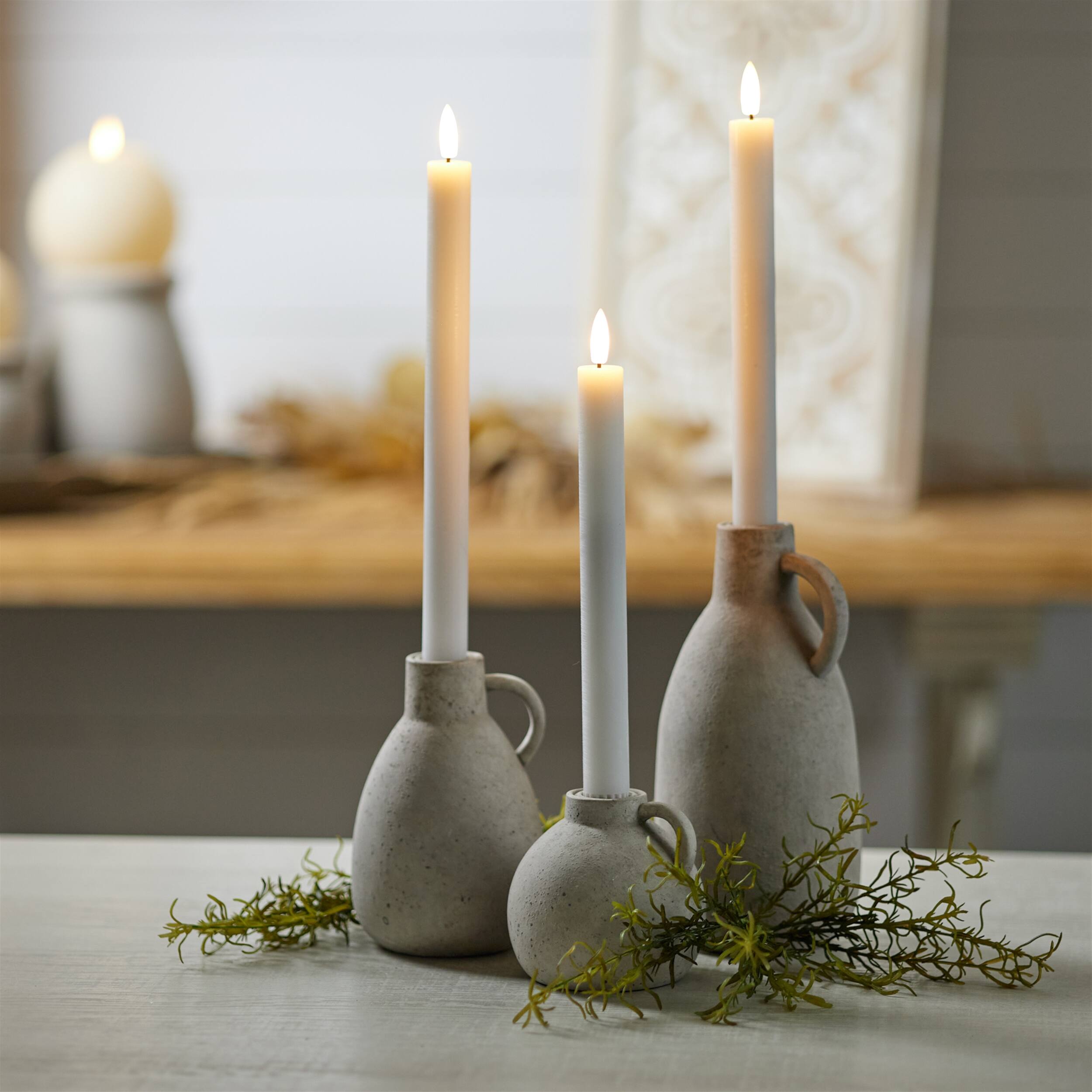 Angle. BreeBe - FIA Wick White Taper Candle (Set of 2) - White.