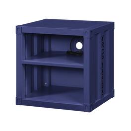Manhattan Lane - Metal Nightstand with 2 Open Compartment and USB Port - Blue