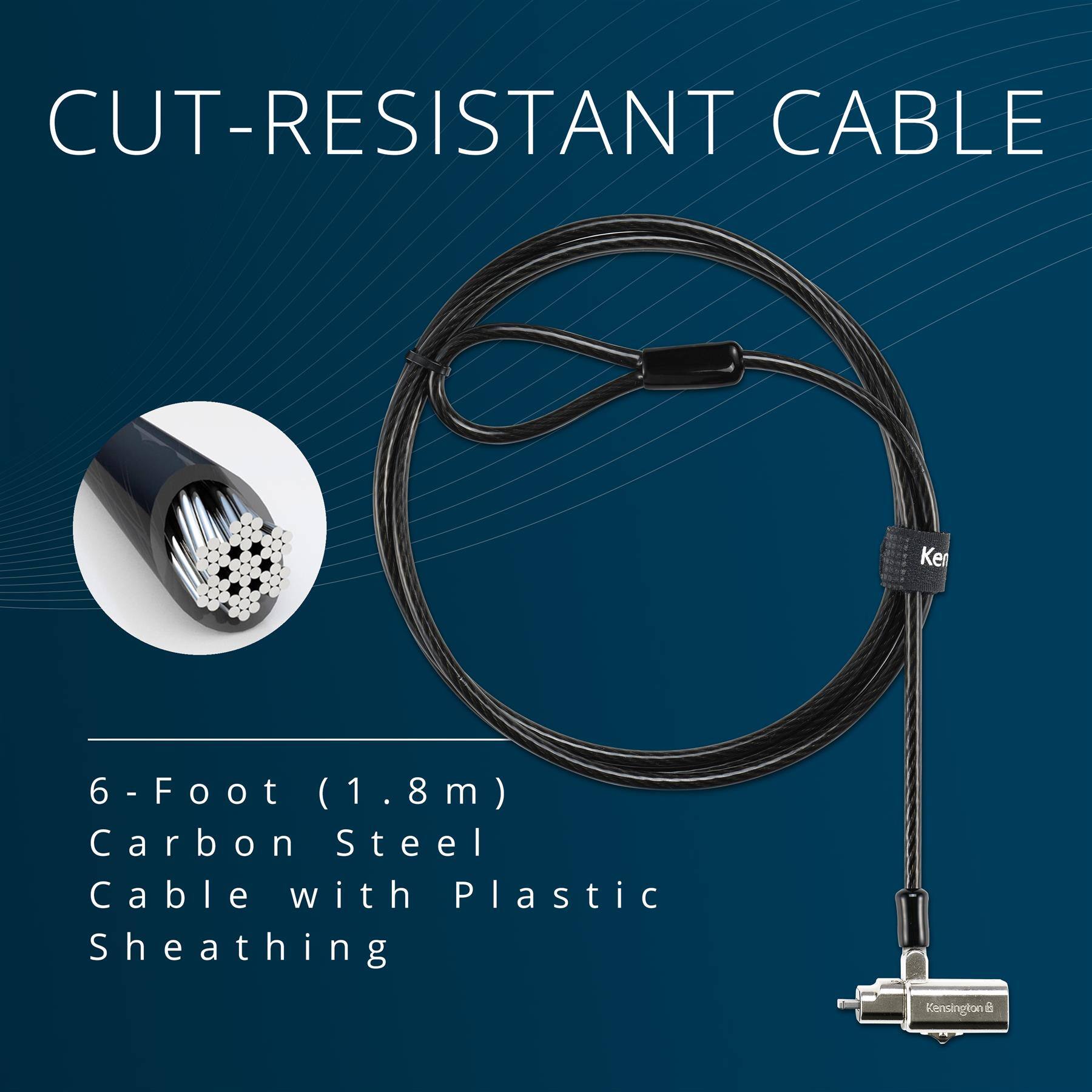 CUT-RESISTANT CABLE

6-Foot (1.8m) Carbon Steel Cable with Plastic Sheathing