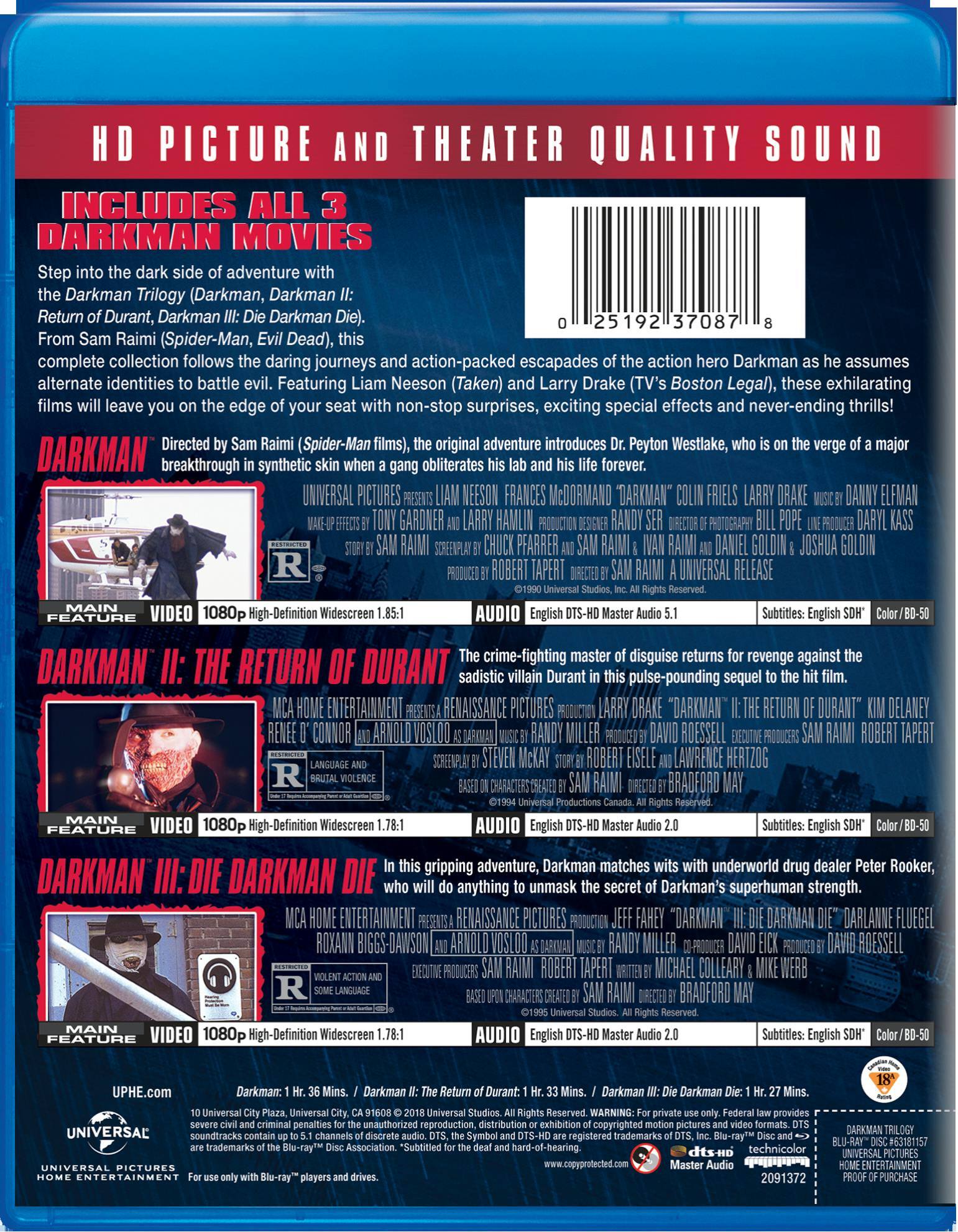 Angle. Darkman/Darkman 2/Darkman 3 (Blu-ray Set) [Blu-ray].