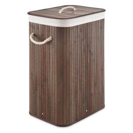 Hivvago - Bamboo Laundry Hamper Dirty Clothes Basket with Lid and Removable Bag - Brown