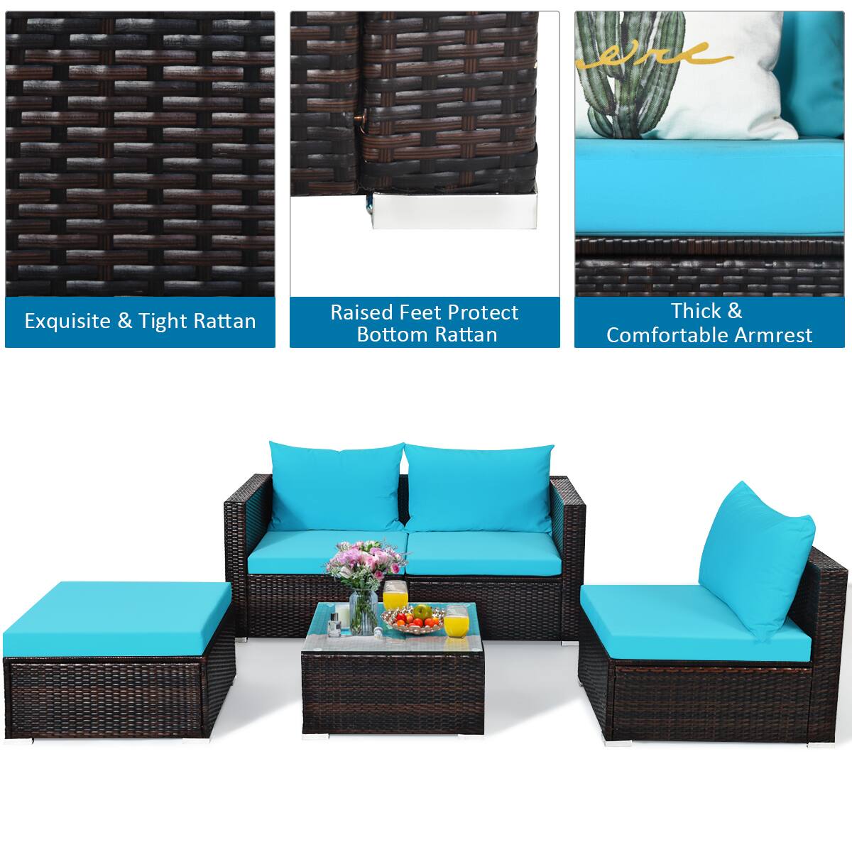 Exquisite & Tight Rattan  
Raised Feet Protect Bottom Rattan  
Thick & Comfortable Armrest