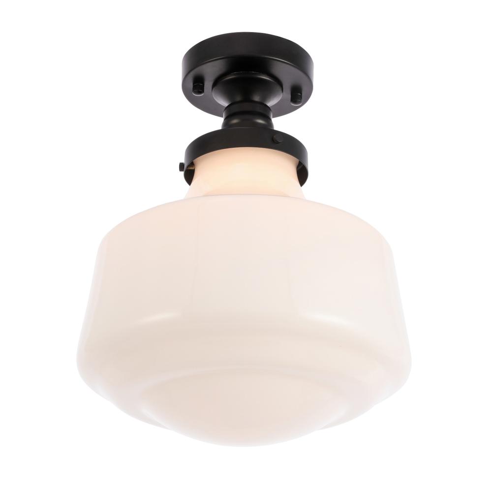 Alt View 4. Living District - Lyle 1 light Black and frosted white glass Flush mount - Black And Frosted White Glass.