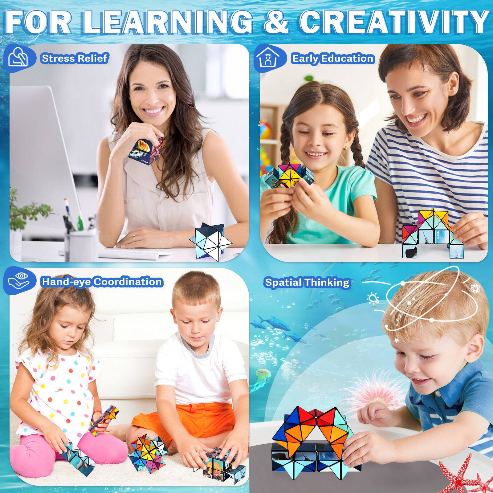FOR LEARNING & CREATIVITY

- Stress Relief
- Early Education
- Hand-eye Coordination
- Spatial Thinking