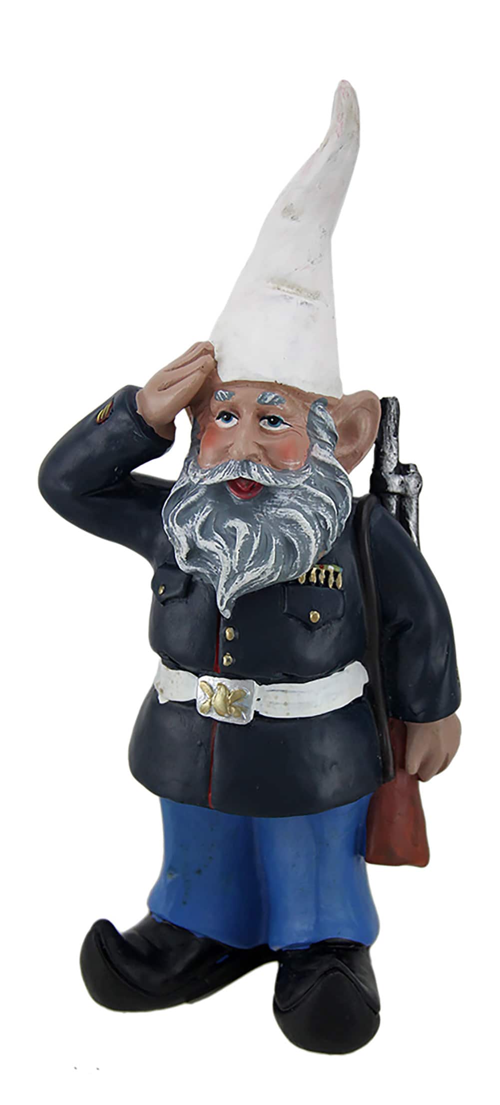 Zeckos - 8 inch Dress Blues Saluting U.S. Marine Military Garden and Shelf Gnome Statue - Navy