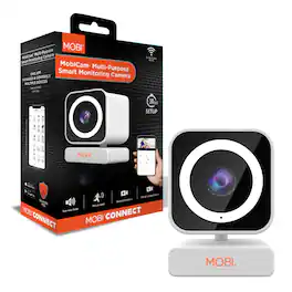 MOBI - MobiCam MP Smart Home/Office Camera with 3MP Resolution, 2-Way Audio, Night Vision, 30-Second Setup - White