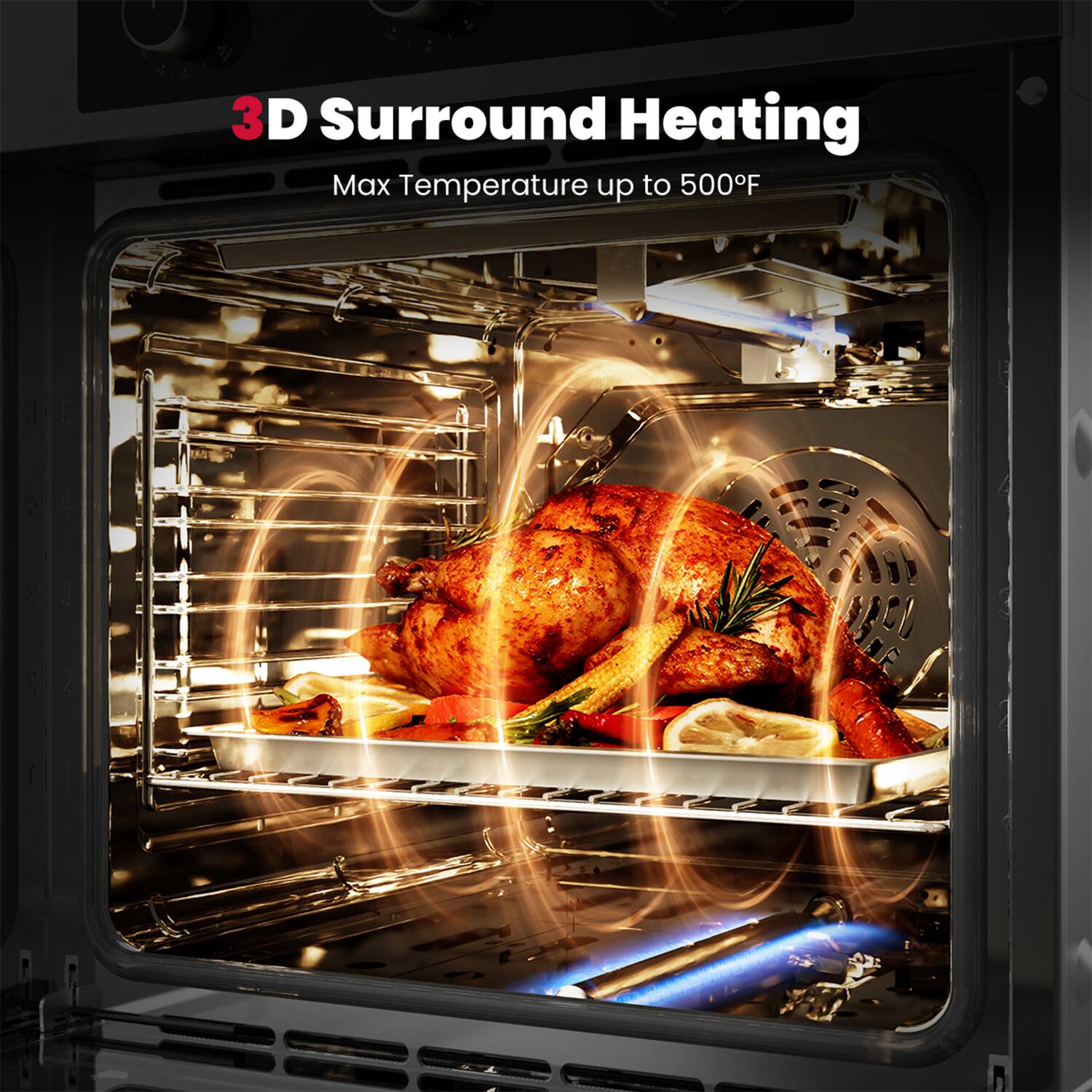 3D Surround Heating
Max Temperature up to 500°F