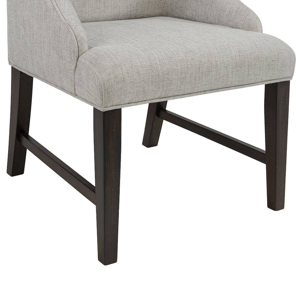 Angle. Picket House Furnishings - Johnshaven Dining Host Chair with Light Grey Fabric in Espresso - Espresso.