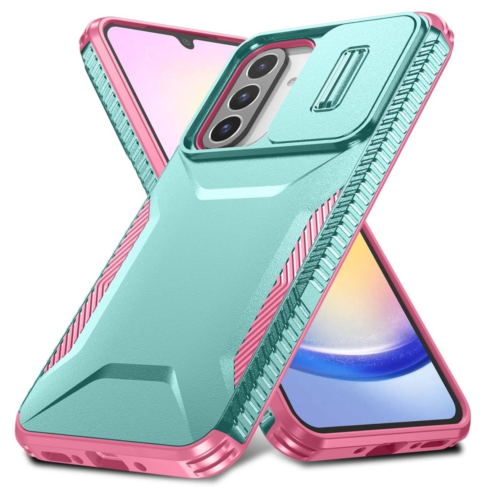 Angle. UUCOVER - For Samsung Galaxy A26 5G Dual Layer Case with Slide Camere Lens Cover, Anti-slip Bumper Drop Protection Phone Shell - Green.