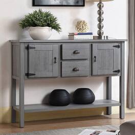 Hivvago - Solid Wood Farmhouse Sofa Table Sideboard Cabinet with Storage Drawers in Grey - Gray