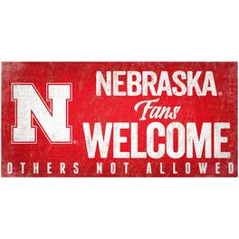Fan Creations - Nebraska Huskers 6" x 12" Fans Welcome Sign - Multicolor