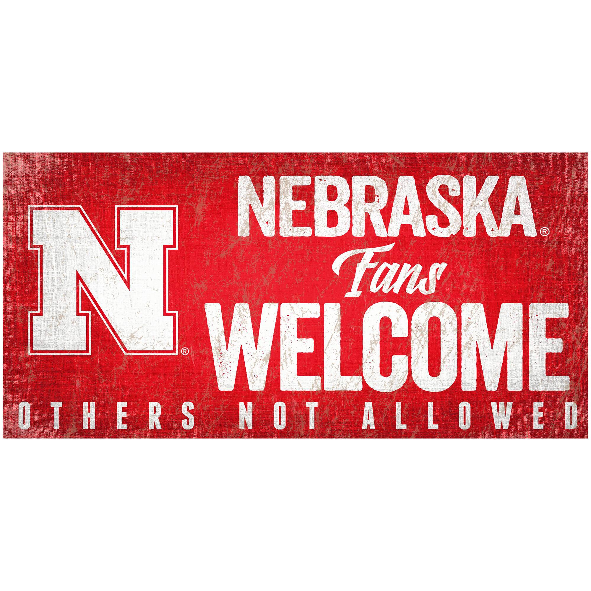 Nebraska Huskers 6" x 12" Fans Welcome Sign