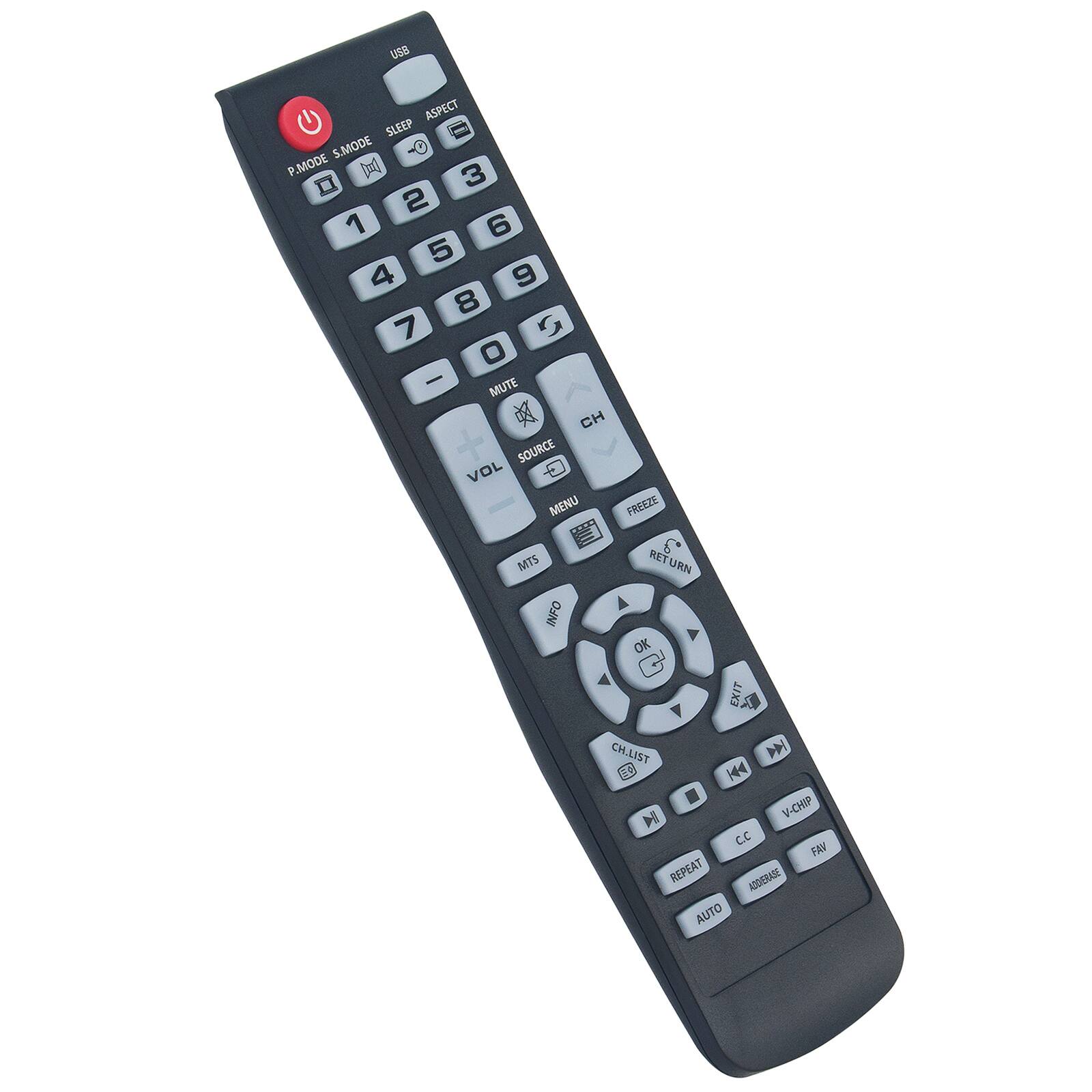 USB ASPECT SLEEP S.MODE P.MODE SMODE 3 2 1 6 5 4 9 8 7 G O - MUTE CH SOURCE VOL MENU FREEZE MTS INFO RETURN OK EXIT CH.LIST 44 H V-CHIP C.C FAN REPEAT ADDVERASE AUTO