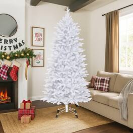 BreeBe - 7FT PE PVC Christmas Tree – Artificial with 1880 Tips for Festive Celebrations - White