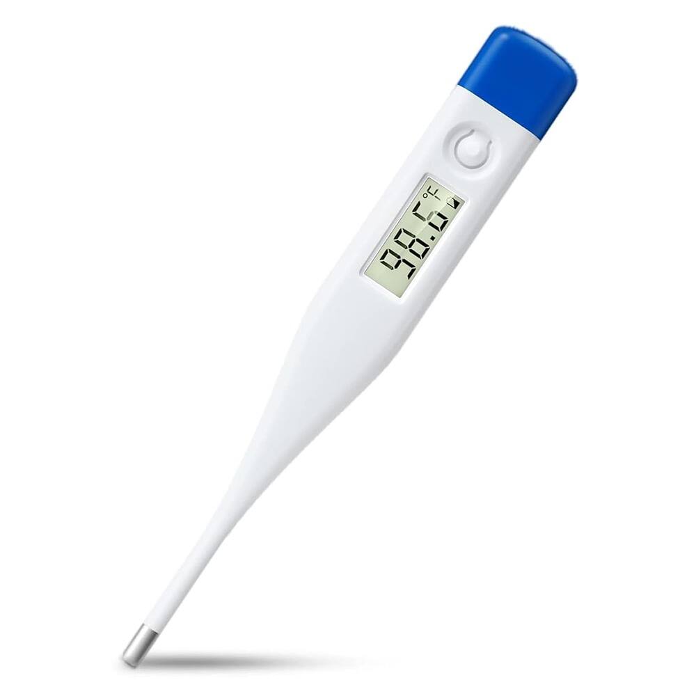 Front. RTMB - Oral Rectal Underarm Medical Thermometer with Fever Alarm - Blue, White Size: DT-007.