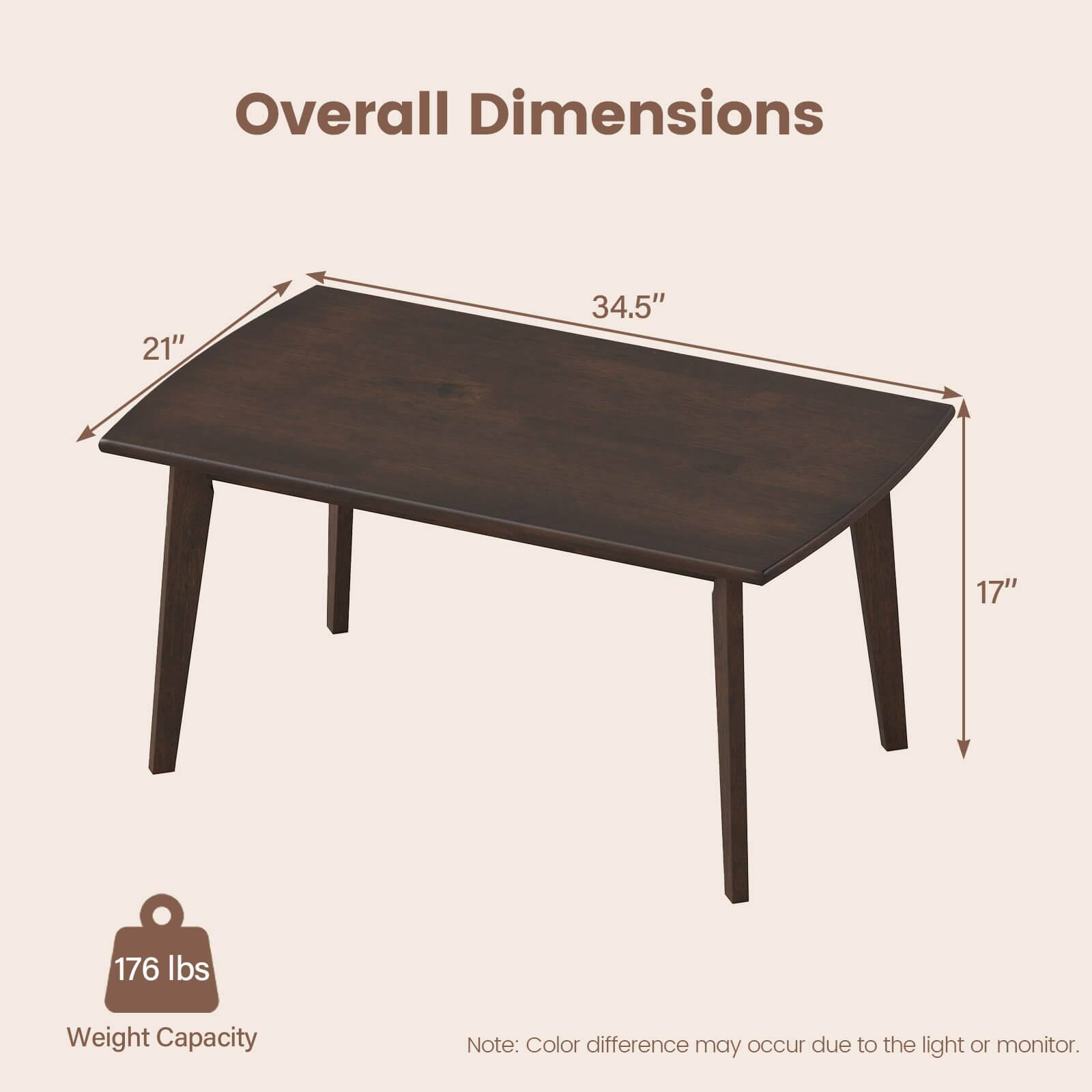 Overall Dimensions: 21" x 34.5" x 17"  
Weight Capacity: 176 lbs  

Note: Color difference may occur due to the light or monitor.