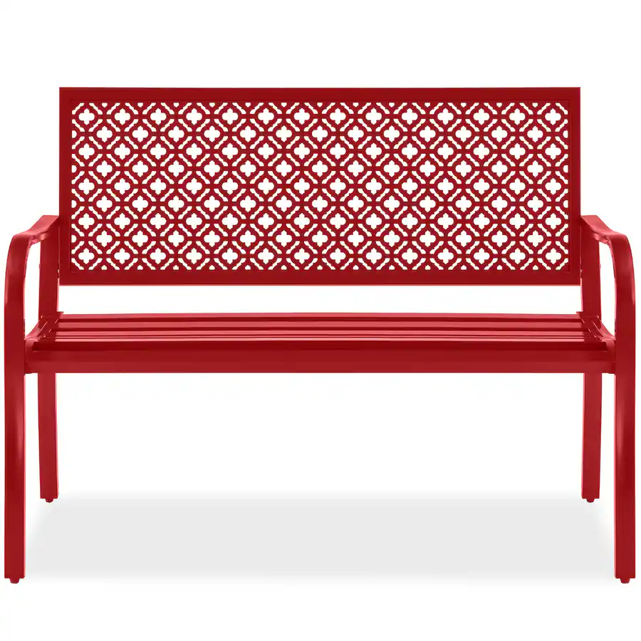 Best Choice Products Indoor Outdoor Steel Garden Bench w/ Geometric ...