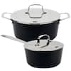 Front. Alva - Alva Maestro 4.5-Quart Ceramic Coated Nonstick Stock Pot & 2QT Ceramic Nonstick Saucepan with Lid - Black.