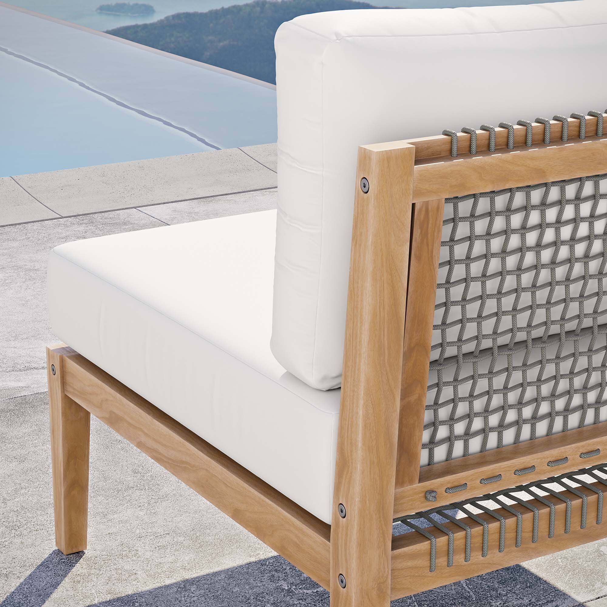 Back. Modway - Clearwater Outdoor Patio Teak Wood Armless Chair by Modway - Gray White.